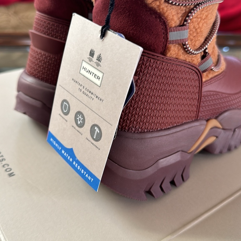 Hunter Wanderer Short Sherpa Snow Boot Mawson Creek/Muted Berry 5 women - Picture 10 of 10